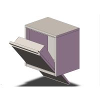 Tekening van het inwerpgedeelte van de Flexybox inbouw brievenbus voor pakketten - Gedetailleerde lijntekening van het inwerpgedeelte van de Flexybox inbouw brievenbus voor pakketten, geschikt voor verschillende pakketformaten.