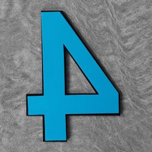 Zwart Huisnummer 4 - 3M sticker 75mm Bold