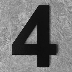 Zwart Huisnummer 4 - 3M sticker 75mm Bold