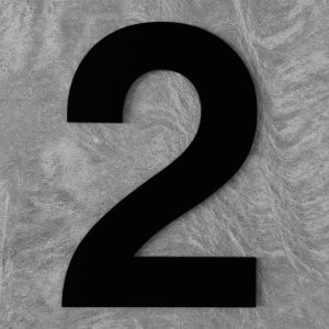 Zwart Huisnummer 2 - 3M sticker 75mm Bold